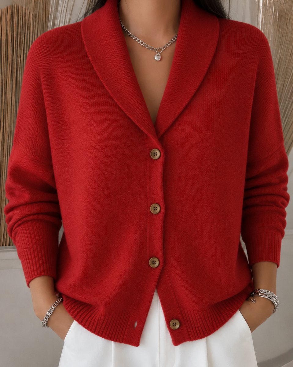 Dame Cardigan med Krave og Knapper