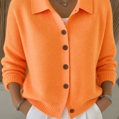 Dame Cardigan med Krave og Knapper