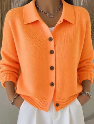 Dame Cardigan med Krave og Knapper