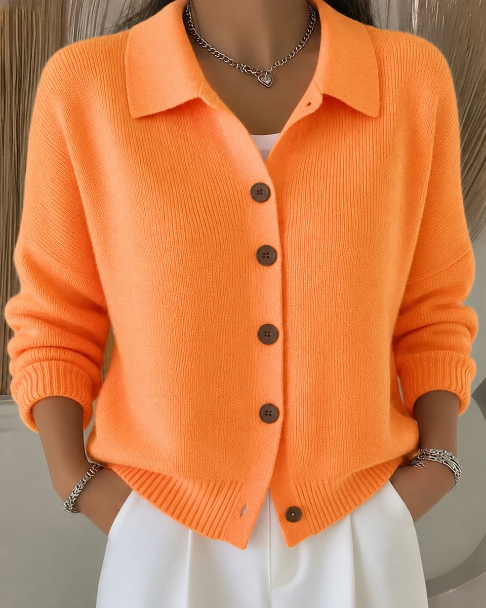 Dame Cardigan med Krave og Knapper
