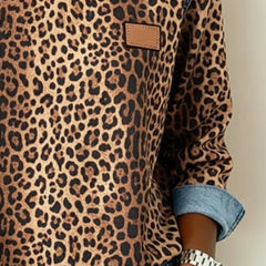 Dame Leopard Sweatshirt med Denim