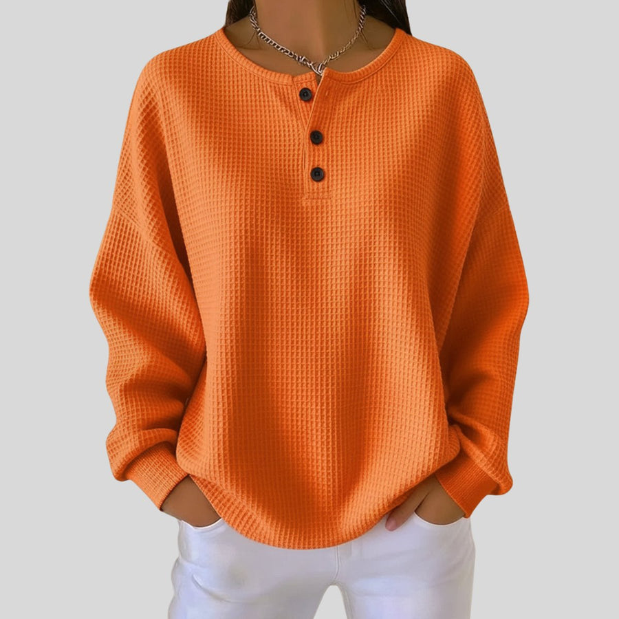 Dame Oversized Striktrøje med Knapper