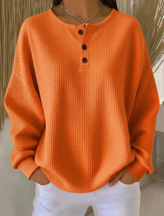 Dame Oversized Striktrøje med Knapper