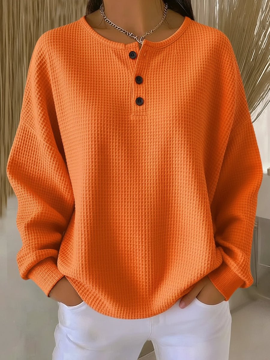 Dame Oversized Striktrøje med Knapper