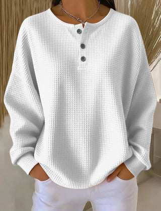 Dame Oversized Striktrøje med Knapper