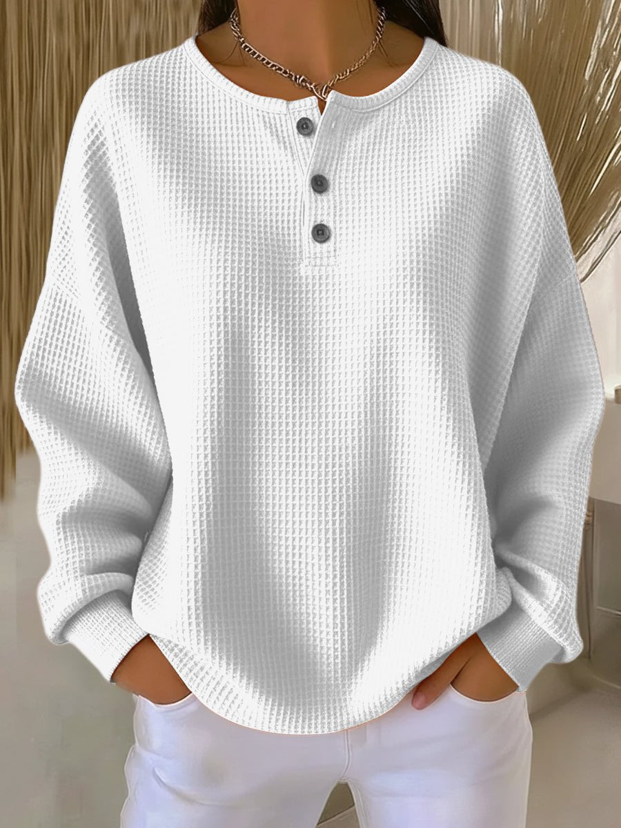 Dame Oversized Striktrøje med Knapper