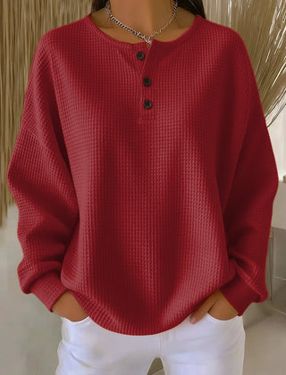 Dame Oversized Striktrøje med Knapper
