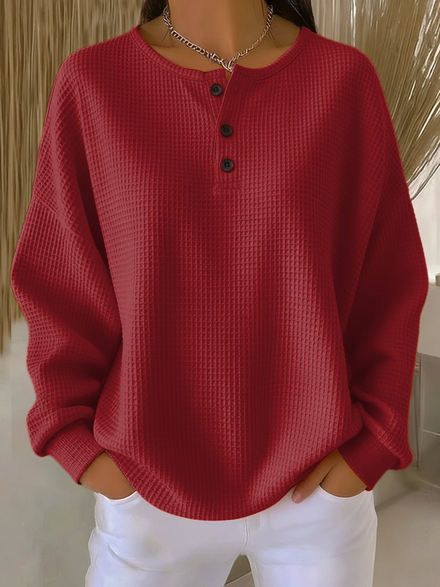 Dame Oversized Striktrøje med Knapper