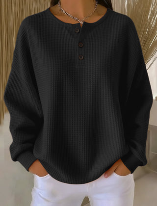 Dame Oversized Striktrøje med Knapper