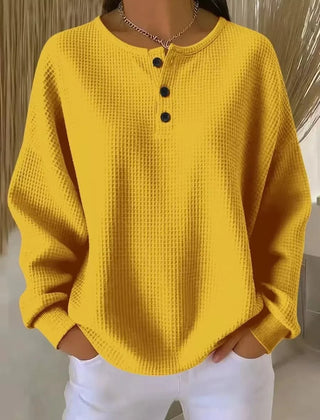 Dame Oversized Striktrøje med Knapper