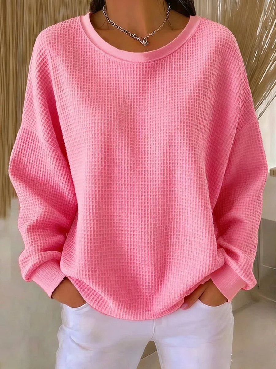 Dame Oversized Striktrøje med Rundhals