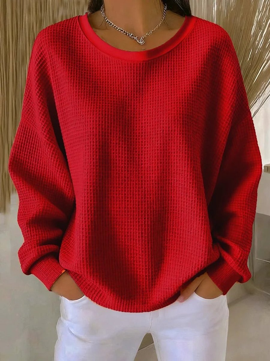 Dame Oversized Striktrøje med Rundhals