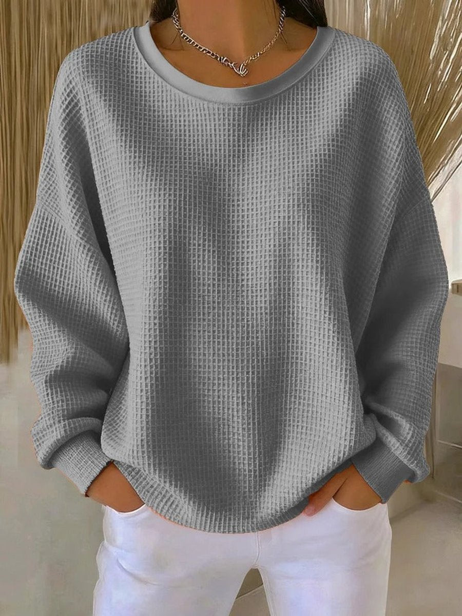 Dame Oversized Striktrøje med Rundhals