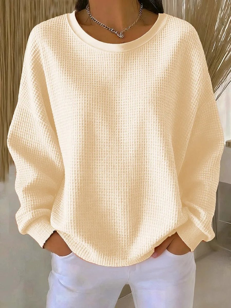 Dame Oversized Striktrøje med Rundhals
