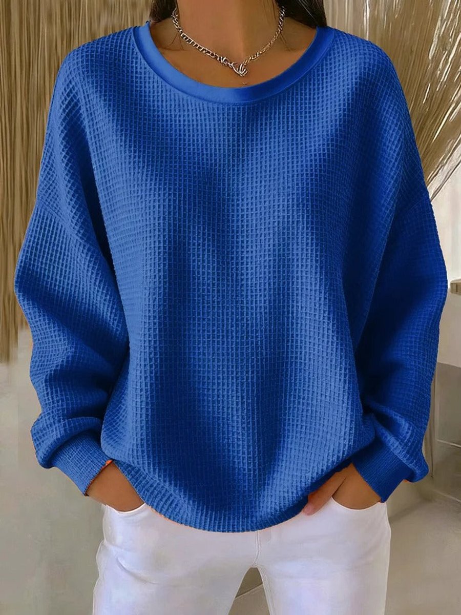 Dame Oversized Striktrøje med Rundhals