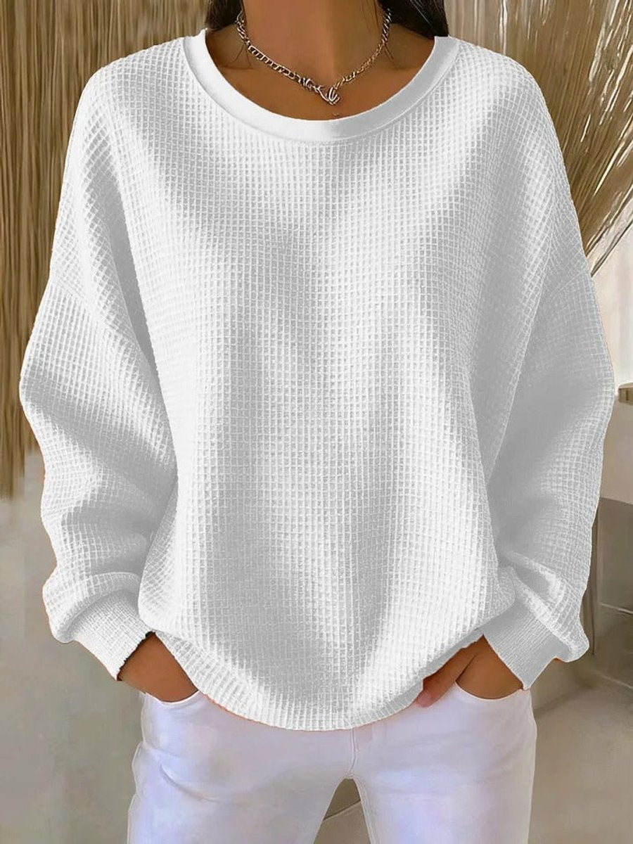 Dame Oversized Striktrøje med Rundhals