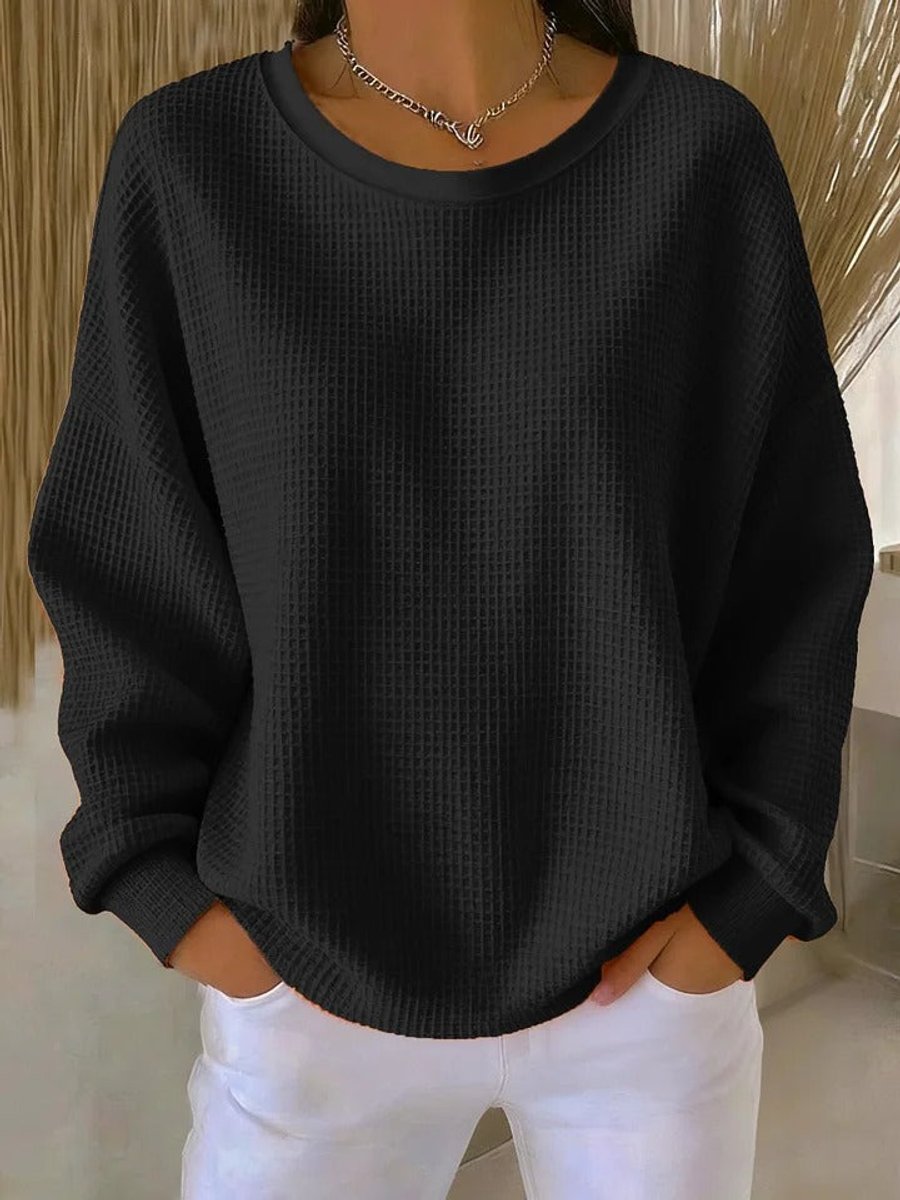 Dame Oversized Striktrøje med Rundhals