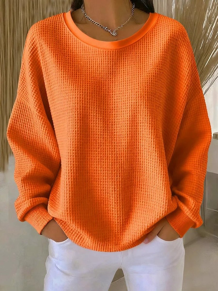Dame Oversized Striktrøje med Rundhals