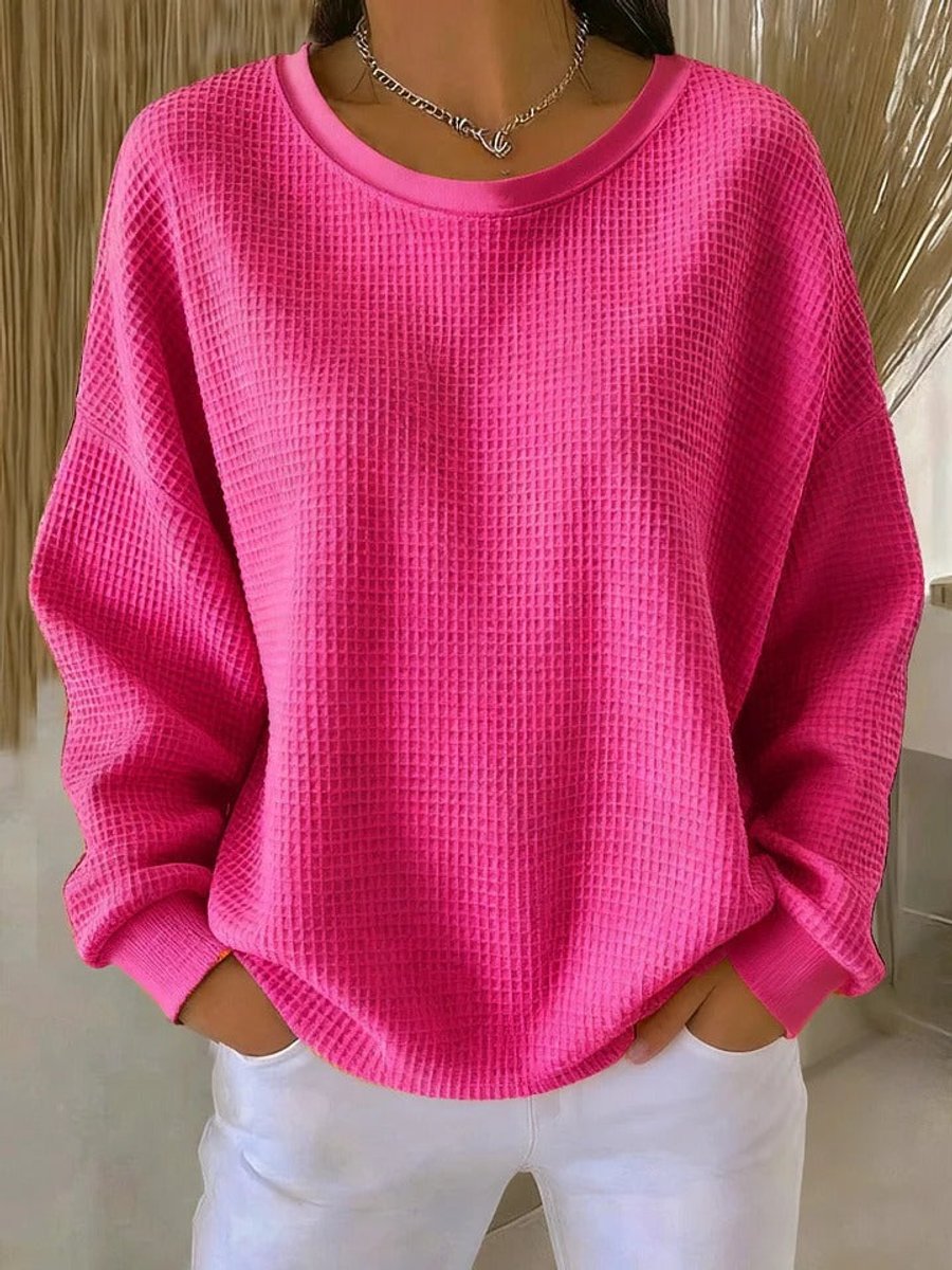 Dame Oversized Striktrøje med Rundhals