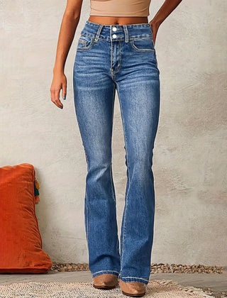 Dame Højtaljede Jeans med Vide Ben