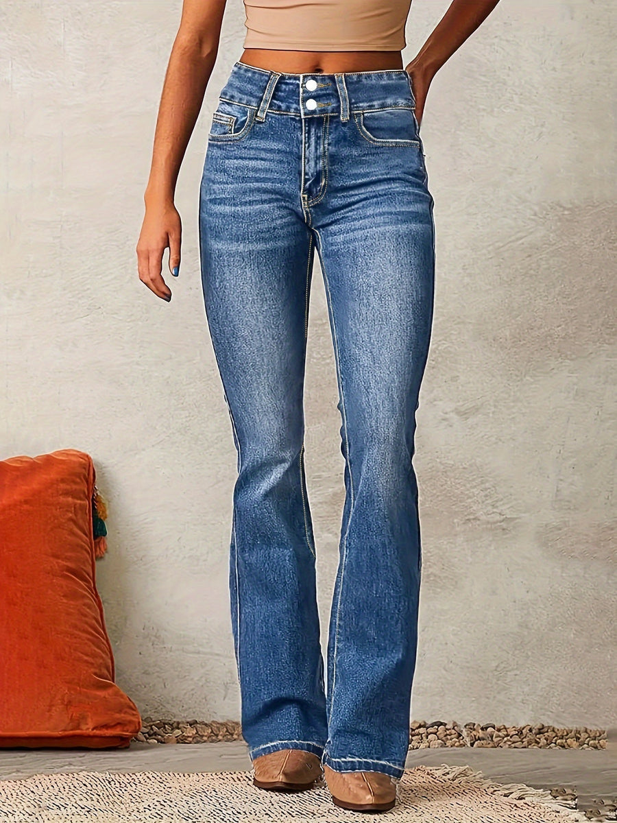 Dame Højtaljede Jeans med Vide Ben