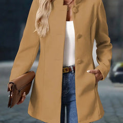 Dame Elegant Lang Vinterfrakke med Knapper