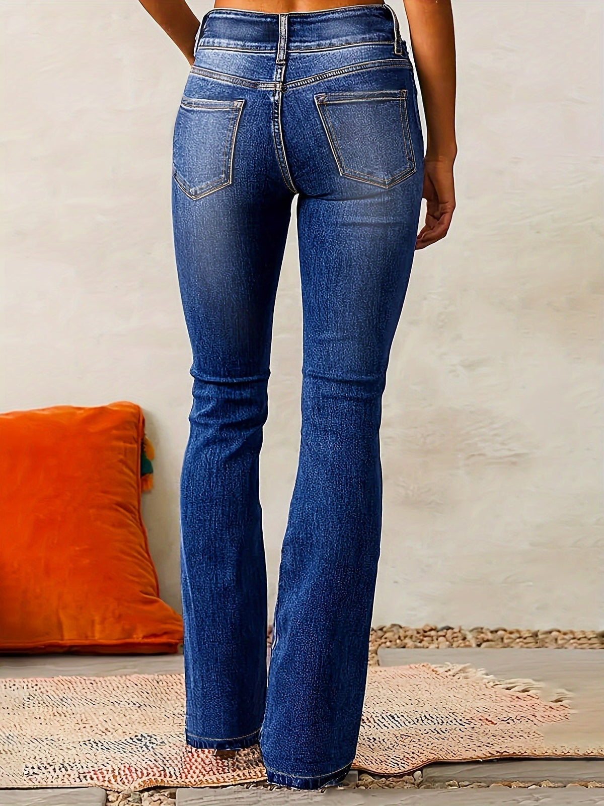 Dame Højtaljede Jeans med Vide Ben