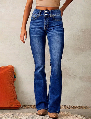 Dame Højtaljede Jeans med Vide Ben