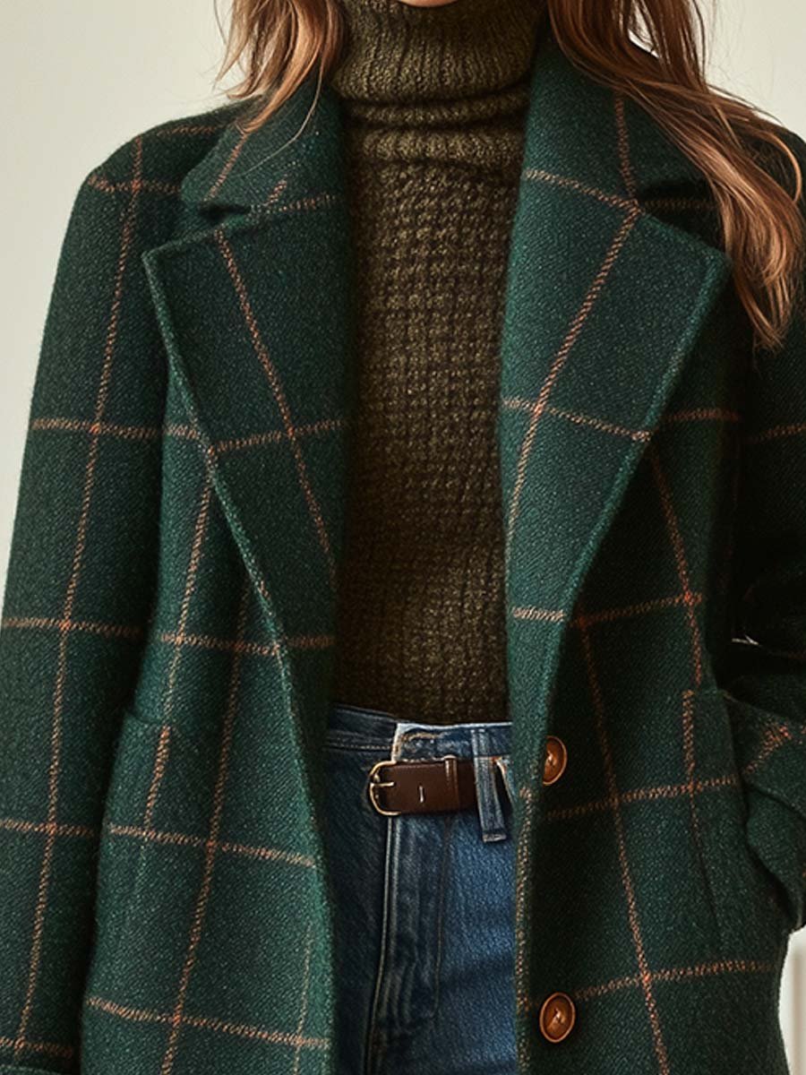 Dame Vintage Ternet Frakke i Uldblanding