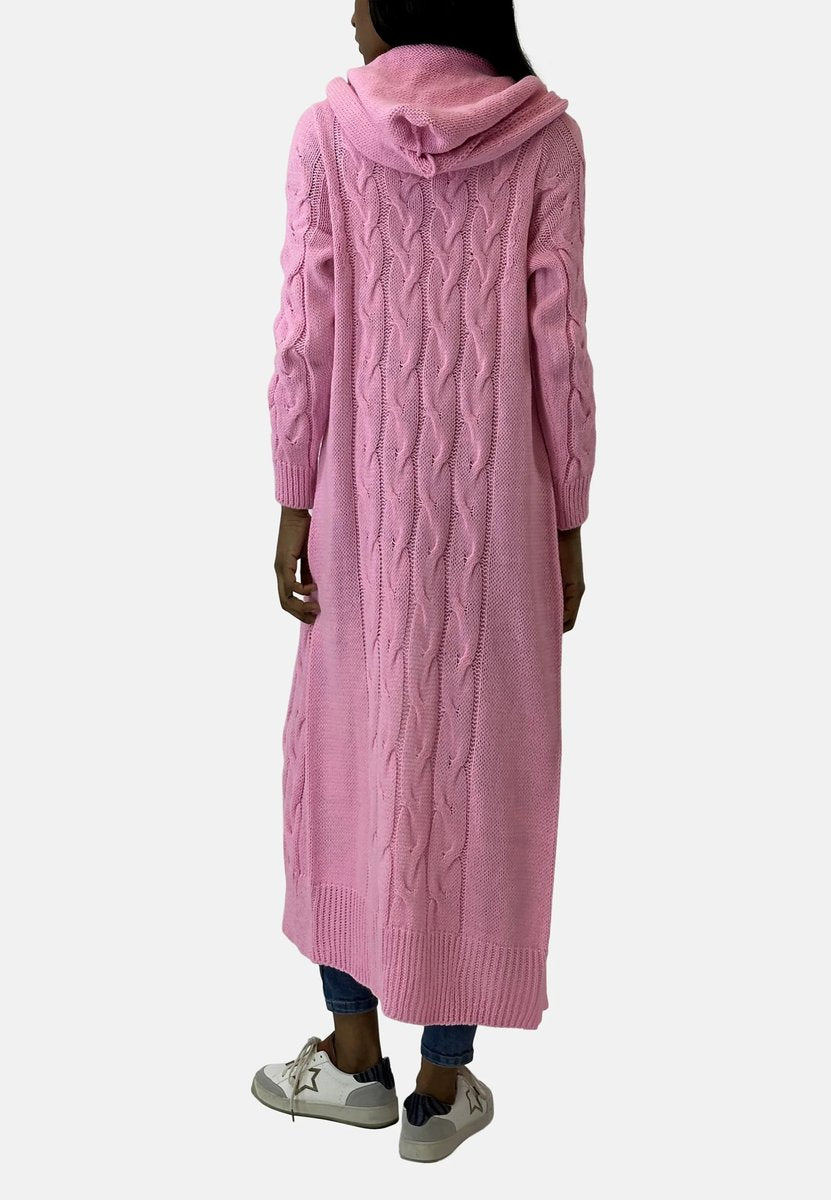 Dame Cardigan med Hætte og Rudemønster