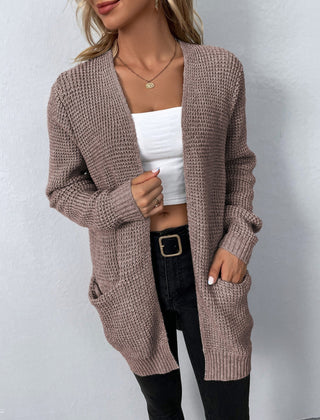 Dame Langærmet Cardigan med Åben Front