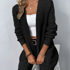 Dame Langærmet Cardigan med Åben Front