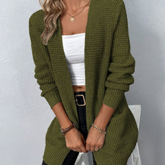 Dame Langærmet Cardigan med Åben Front