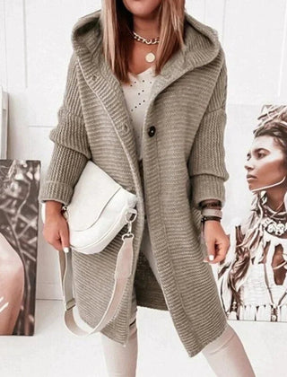 Dame Varm Lang Cardigan med Hætte