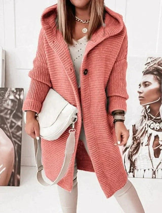 Dame Varm Lang Cardigan med Hætte