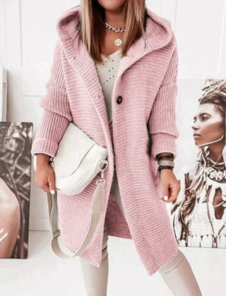 Dame Varm Lang Cardigan med Hætte