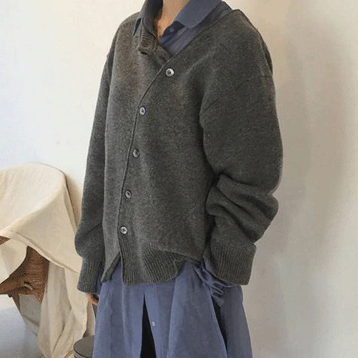 Dame Oversized Cardigan med Knapper