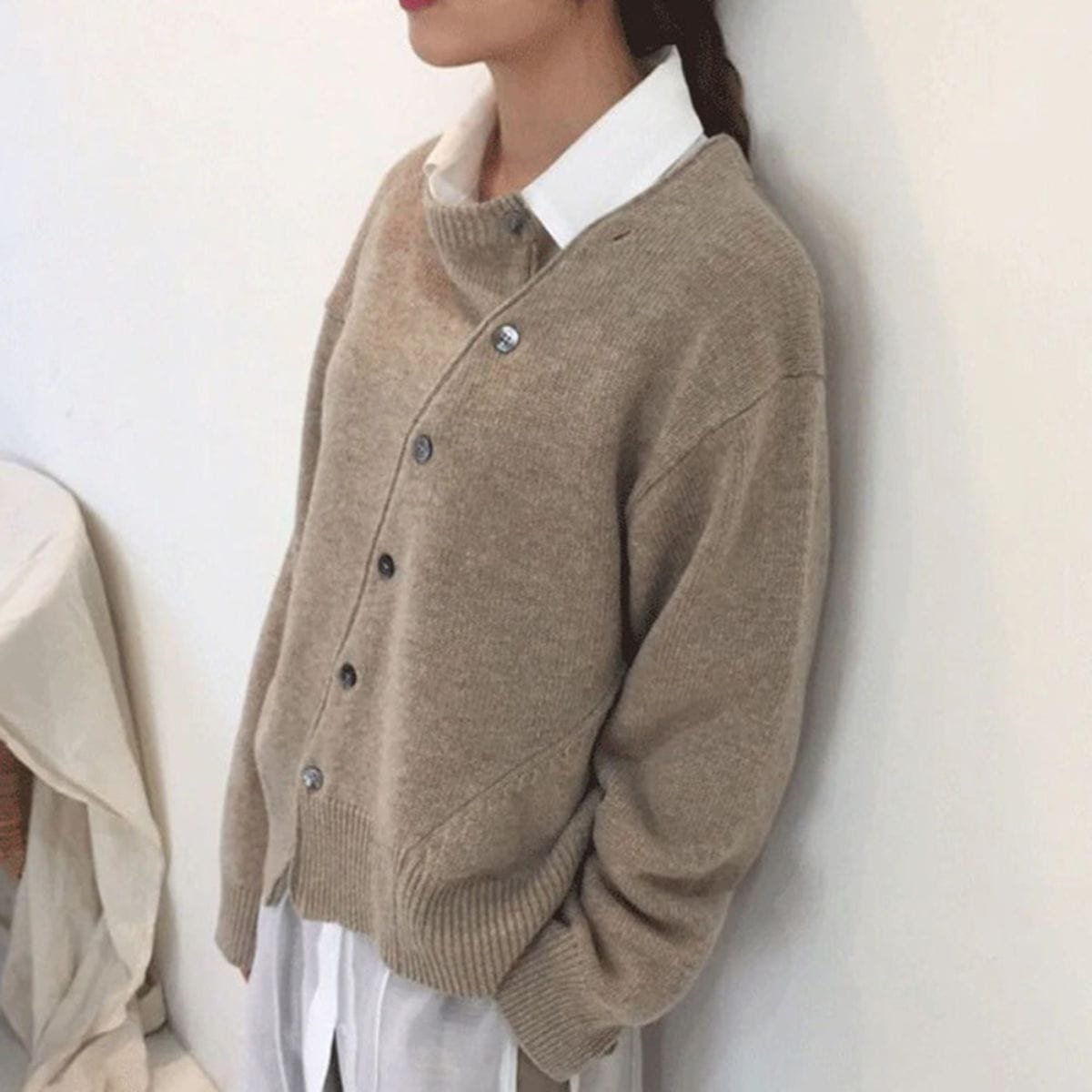 Dame Oversized Cardigan med Knapper