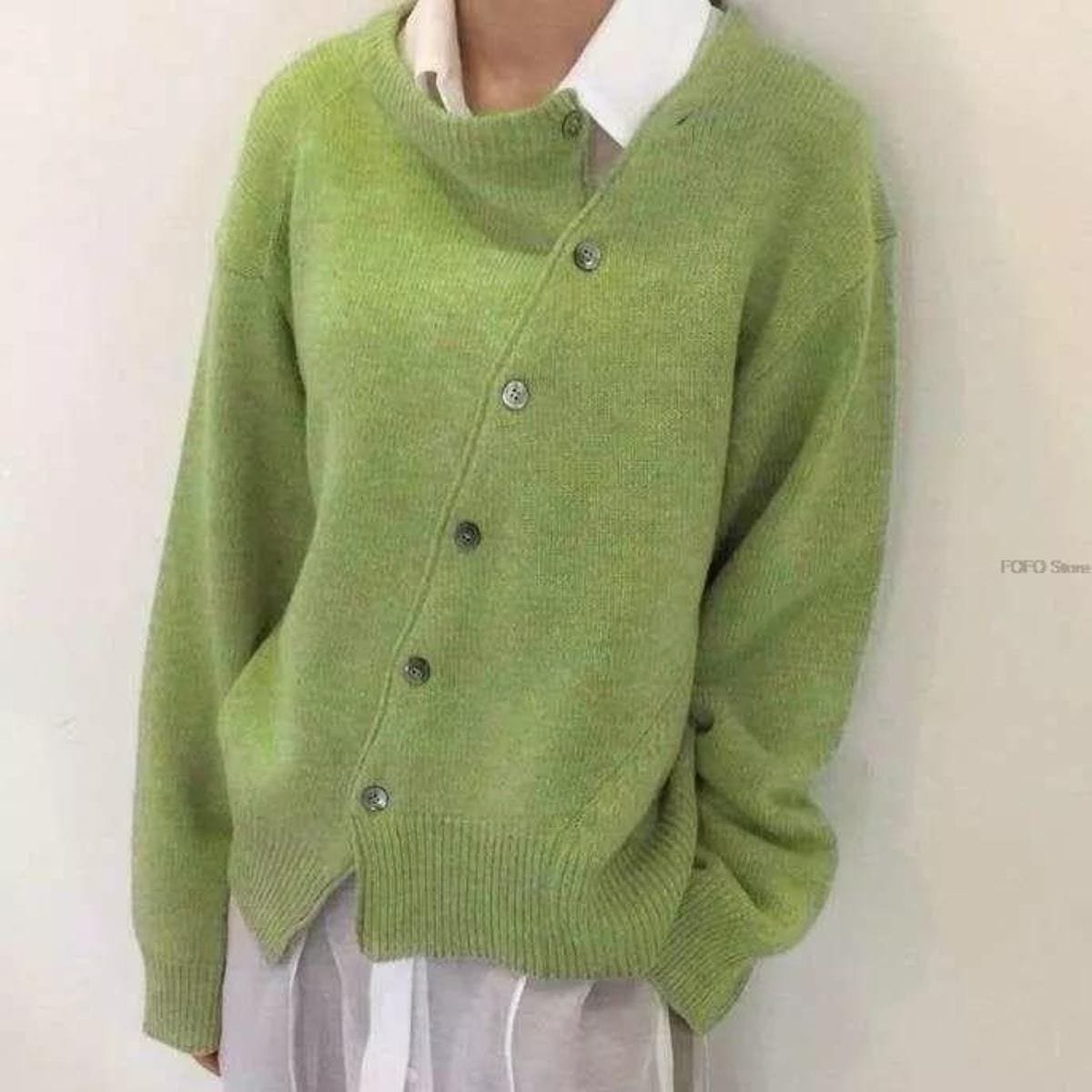 Dame Oversized Cardigan med Knapper