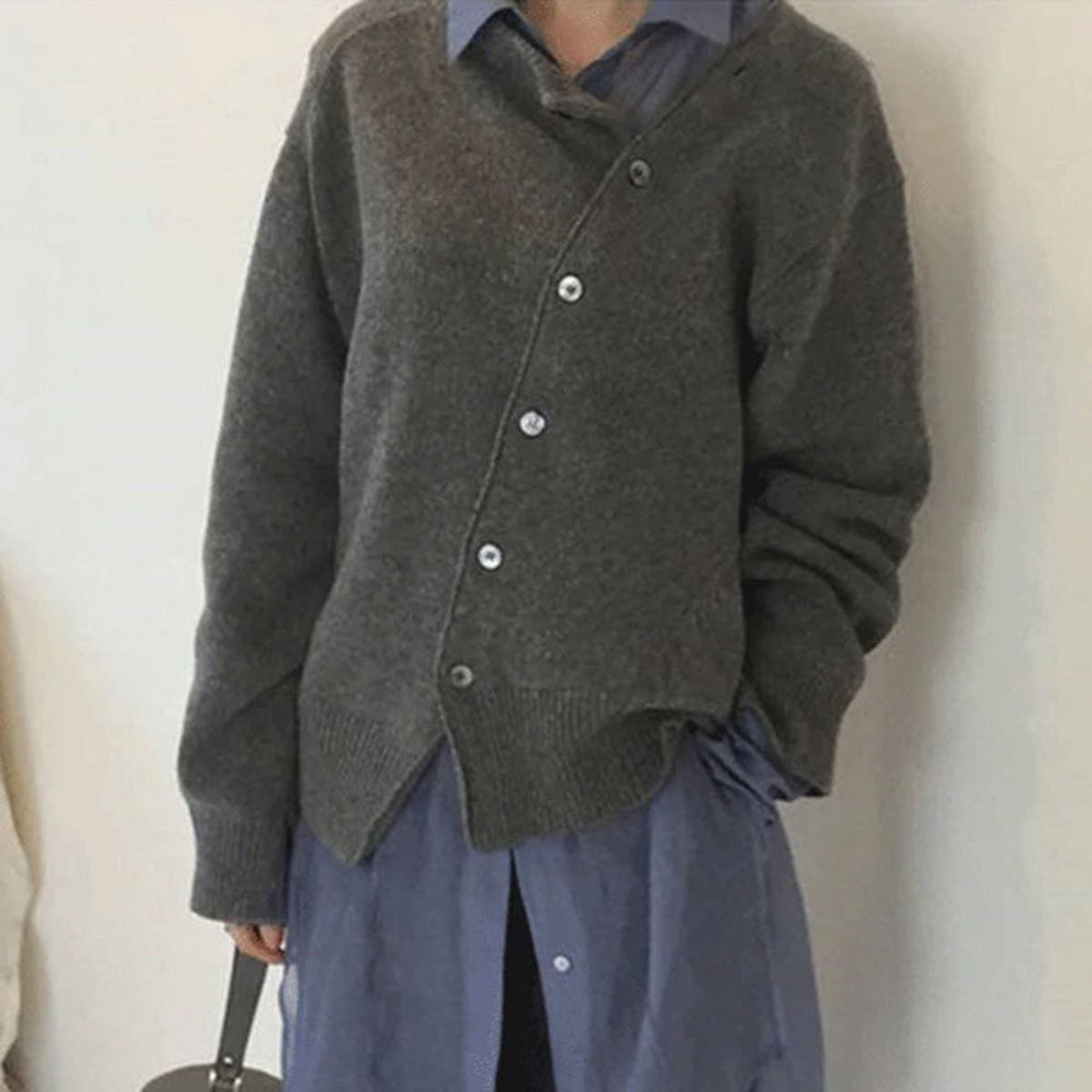 Dame Oversized Cardigan med Knapper