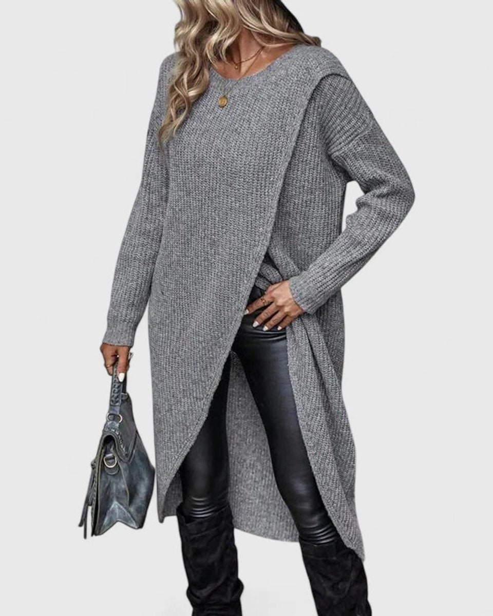 Dame Strikkjole med Asymmetrisk Kant